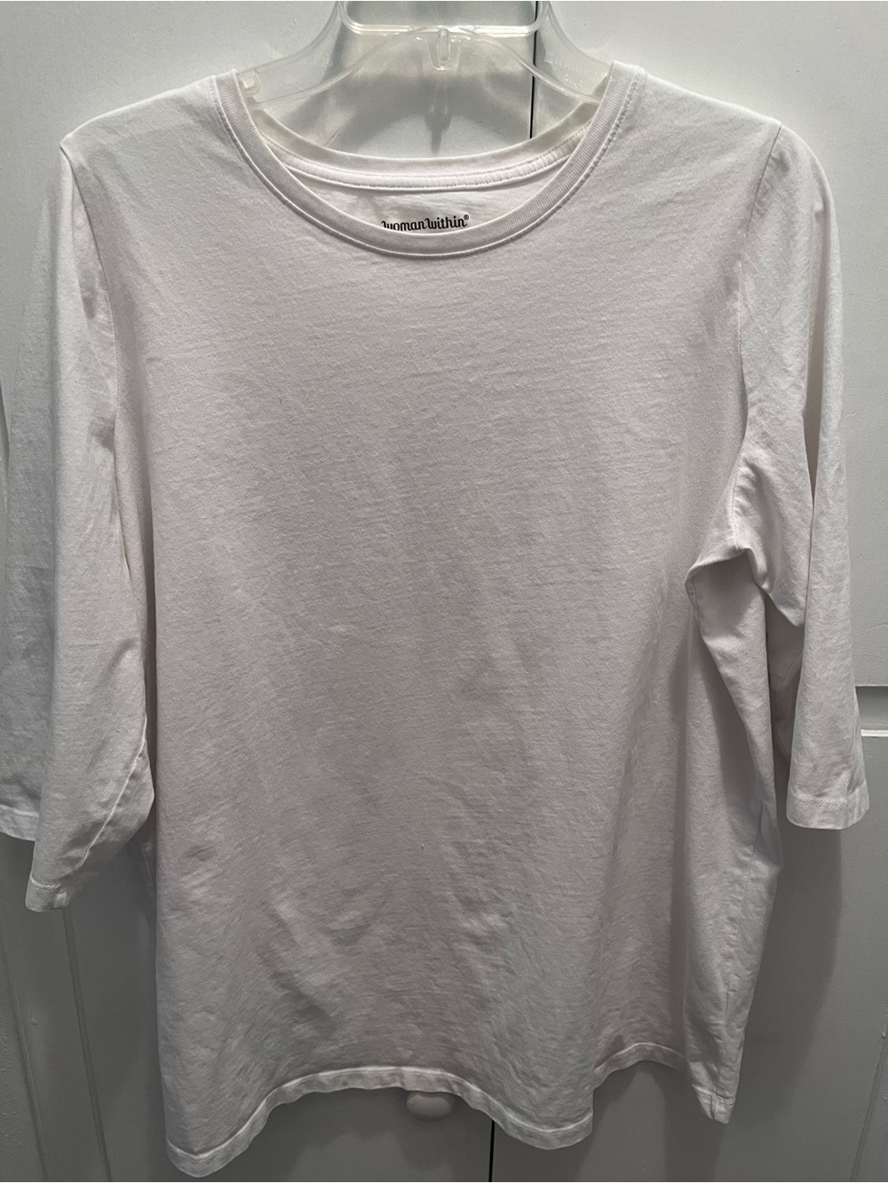 Woman Within White 3/4 Sleeve Tee sz 18/20